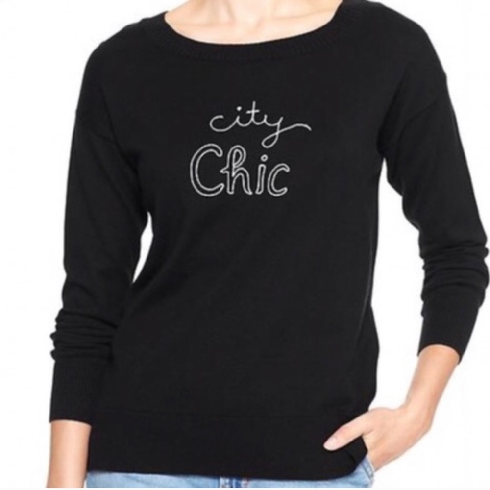 GAP black 100% cotton knit sweater City Chic XS